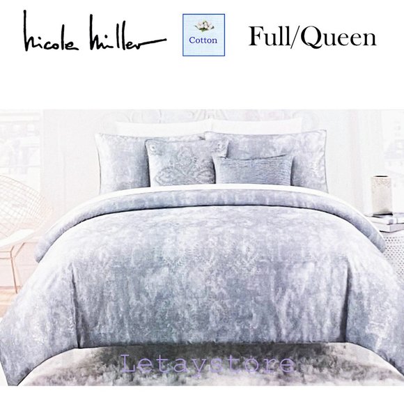 Nicole Miller Other - NWT Nicole Miller Shimmering 3pc Cotton Damask Floral Print Duvet Cover Set